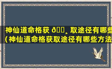 神仙道命格获 🌸 取途径有哪些（神仙道命格获取途径有哪些方法）